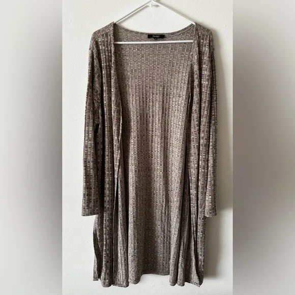 Tan Long Sleeve Open Front Long Cardigan - Picture 1 of 6